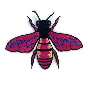 Pink Bee/Beetle Embroidered Patch
